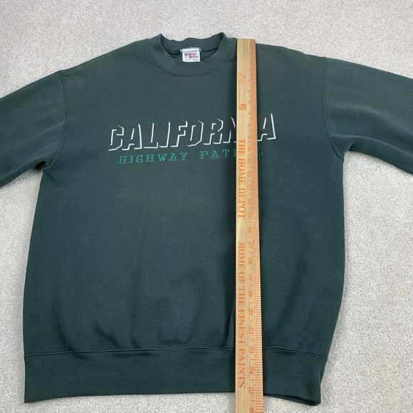 Vintage California Highway Patrol Sweatshirt Size Med Green Crewneck Embroidered - Picture 12 of 12